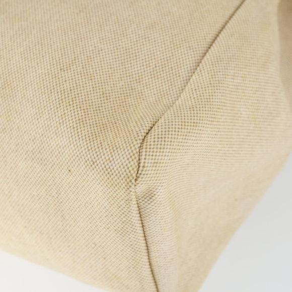 HERMES Her bag Hand Bag Canvas Leather 2way Beige Silver Auth 166412