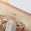 HERMES Her bag Hand Bag Canvas Leather 2way Beige Silver Auth 166412-12