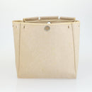 HERMES Her bag Hand Bag Canvas Leather 2way Beige Silver Auth 166412-23