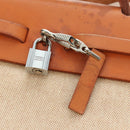 HERMES Her bag Hand Bag Canvas Leather 2way Beige Silver Auth 166412-26