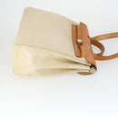 HERMES Her bag Hand Bag Canvas Leather 2way Beige Silver Auth 166412-3