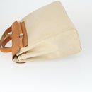 HERMES Her bag Hand Bag Canvas Leather 2way Beige Silver Auth 166412-4
