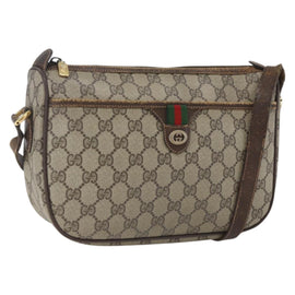 GUCCI GG Supreme Web Sherry Line Bag PVC Beige Gold 89 02 077 Auth 166413