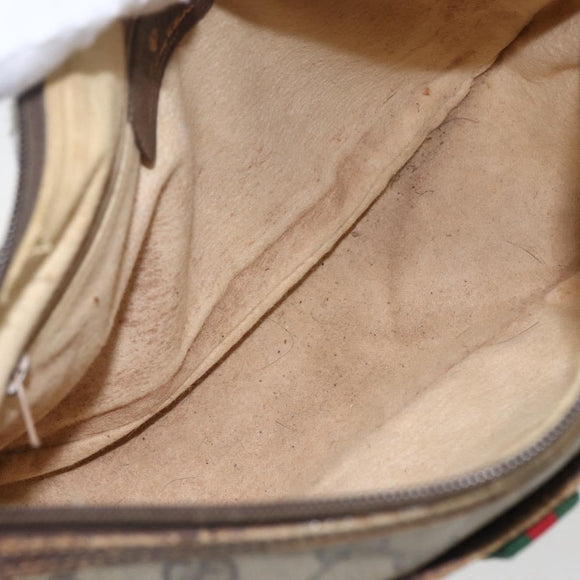 GUCCI GG Supreme Web Sherry Line Bag PVC Beige Gold 89 02 077 Auth 166413