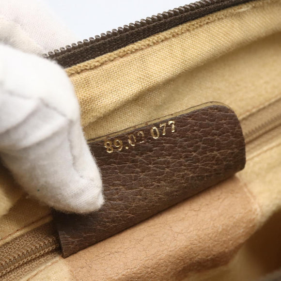 GUCCI GG Supreme Web Sherry Line Bag PVC Beige Gold 89 02 077 Auth 166413