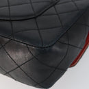 CHANEL Matelasse 25 Chain Shoulder Bag Lamb Skin Red Navy CC Auth 166416-15