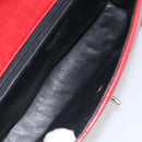 CHANEL Matelasse 25 Chain Shoulder Bag Lamb Skin Red Navy CC Auth 166416-11