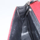 CHANEL Matelasse 25 Chain Shoulder Bag Lamb Skin Red Navy CC Auth 166416-20