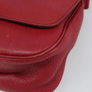 Salvatore Ferragamo Gancini Shoulder Bag Leather Red Gold Auth 166427-9