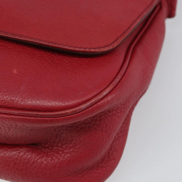 Salvatore Ferragamo Gancini Shoulder Bag Leather Red Gold Auth 166427