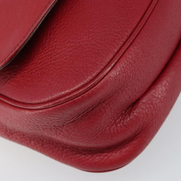 Salvatore Ferragamo Gancini Shoulder Bag Leather Red Gold Auth 166427