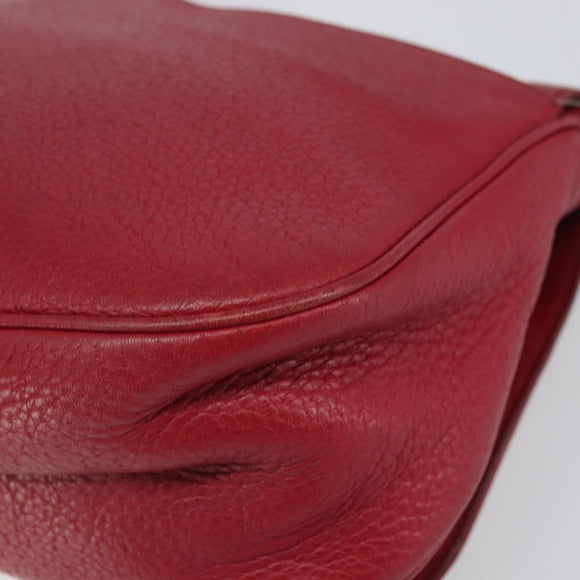 Salvatore Ferragamo Gancini Shoulder Bag Leather Red Gold Auth 166427