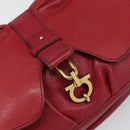 Salvatore Ferragamo Gancini Shoulder Bag Leather Red Gold Auth 166427-17