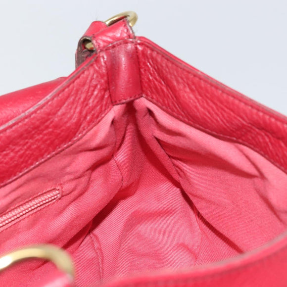 Salvatore Ferragamo Gancini Shoulder Bag Leather Red Gold Auth 166427