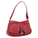 Salvatore Ferragamo Gancini Shoulder Bag Leather Red Gold Auth 166427-1