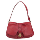 Salvatore Ferragamo Gancini Shoulder Bag Leather Red Gold Auth 166427-13