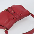 Salvatore Ferragamo Gancini Shoulder Bag Leather Red Gold Auth 166427-6