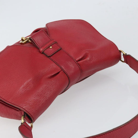 Salvatore Ferragamo Gancini Shoulder Bag Leather Red Gold Auth 166427