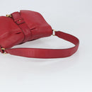 Salvatore Ferragamo Gancini Shoulder Bag Leather Red Gold Auth 166427-7