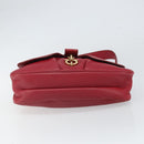 Salvatore Ferragamo Gancini Shoulder Bag Leather Red Gold Auth 166427-5