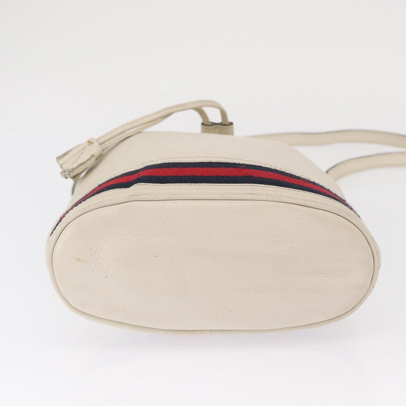 GUCCI Sherry Line GG Marmont Tasche Leder 2-Wege Weiß Gold 610846 Auth 166430