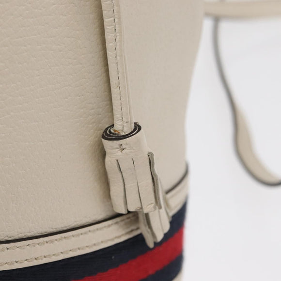 GUCCI Sherry Line GG Marmont Tasche Leder 2-Wege Weiß Gold 610846 Auth 166430