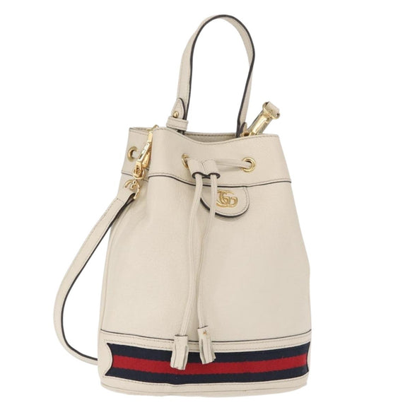 GUCCI Sherry Line GG Marmont Tasche Leder 2-Wege Weiß Gold 610846 Auth 166430