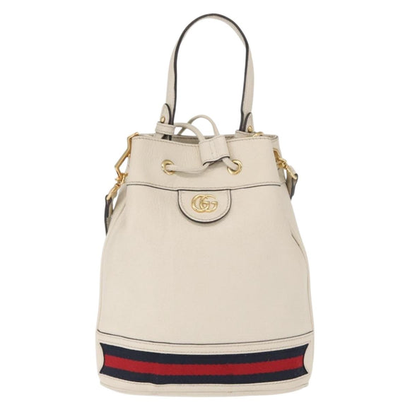 GUCCI Sherry Line GG Marmont Tasche Leder 2-Wege Weiß Gold 610846 Auth 166430