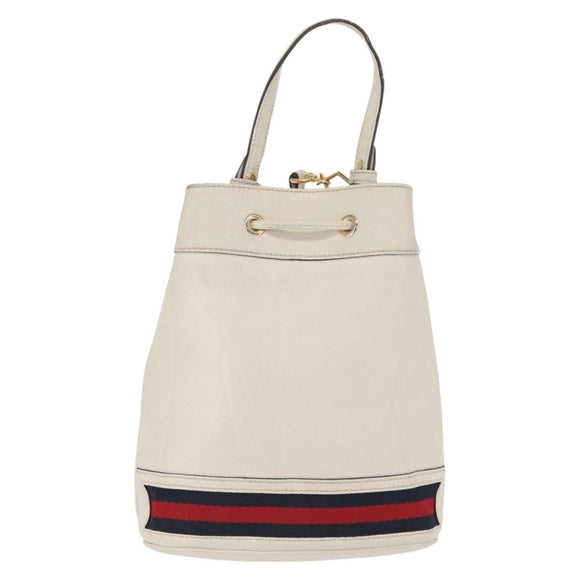 GUCCI Sherry Line GG Marmont Tasche Leder 2-Wege Weiß Gold 610846 Auth 166430