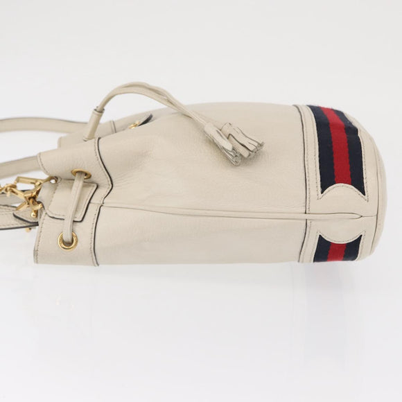 GUCCI Sherry Line GG Marmont Tasche Leder 2-Wege Weiß Gold 610846 Auth 166430