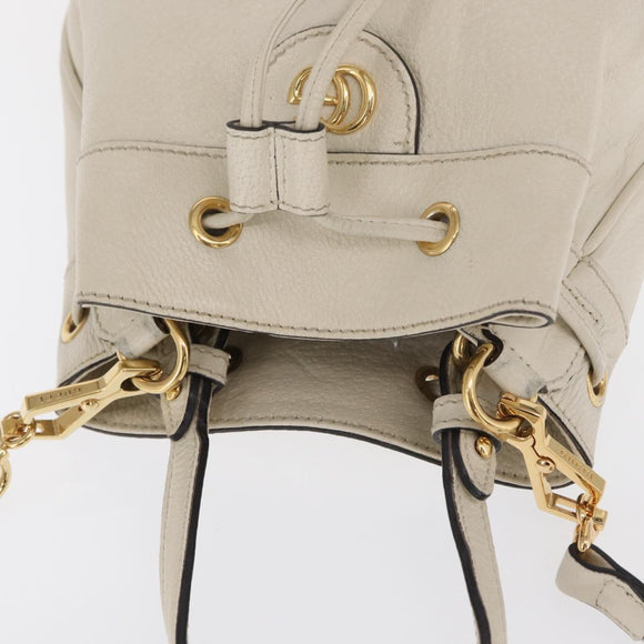 GUCCI Sherry Line GG Marmont Tasche Leder 2-Wege Weiß Gold 610846 Auth 166430