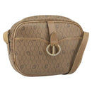 Christian Dior Honeycomb Canvas Shoulder Bag PVC Beige Gold Auth 166431-1