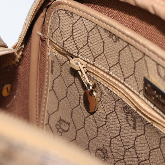 Christian Dior Honeycomb Canvas Shoulder Bag PVC Beige Gold Auth 166431