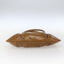 Salvatore Ferragamo Gancini Hand Bag Patent leather Brown Silver Auth 166433-10