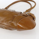 Salvatore Ferragamo Gancini Hand Bag Patent leather Brown Silver Auth 166433-11