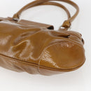 Salvatore Ferragamo Gancini Hand Bag Patent leather Brown Silver Auth 166433-13