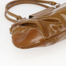 Salvatore Ferragamo Gancini Hand Bag Patent leather Brown Silver Auth 166433-14