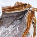 Salvatore Ferragamo Gancini Hand Bag Patent leather Brown Silver Auth 166433-20