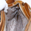 Salvatore Ferragamo Gancini Hand Bag Patent leather Brown Silver Auth 166433-21