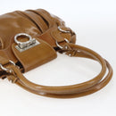 Salvatore Ferragamo Gancini Hand Bag Patent leather Brown Silver Auth 166433-8
