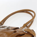 Salvatore Ferragamo Gancini Hand Bag Patent leather Brown Silver Auth 166433-9