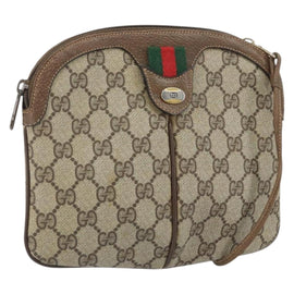 GUCCI GG Supreme Web Sherry Line Bag PVC Beige Gold 904 02 047 Auth 166437