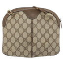 GUCCI GG Supreme Web Sherry Line Bag PVC Beige Gold 904 02 047 Auth 166437-2
