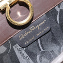 Salvatore Ferragamo Gancini Chain Shoulder Bag Leather Brown Gold Auth 166439-12