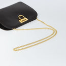 Salvatore Ferragamo Gancini Chain Shoulder Bag Leather Brown Gold Auth 166439-7