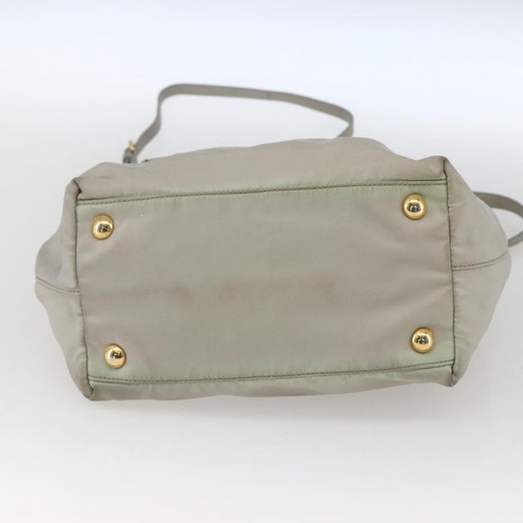 PRADA Hand Bag Nylon 2way Ivory Gold Auth 166443