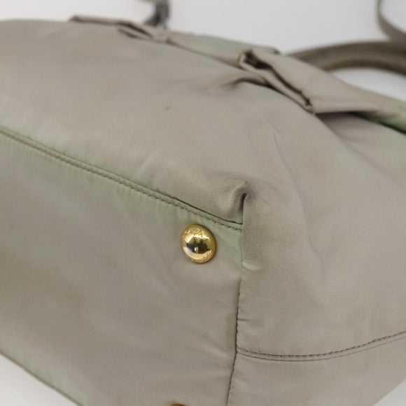 PRADA Hand Bag Nylon 2way Ivory Gold Auth 166443