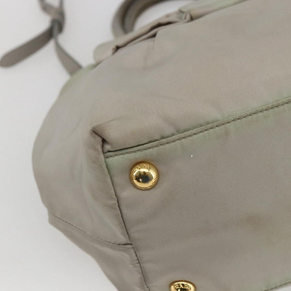 PRADA Hand Bag Nylon 2way Ivory Gold Auth 166443