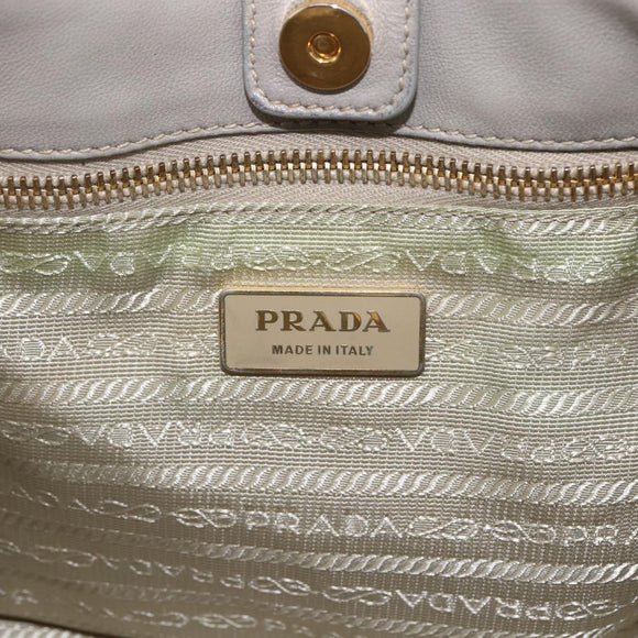 PRADA Hand Bag Nylon 2way Ivory Gold Auth 166443