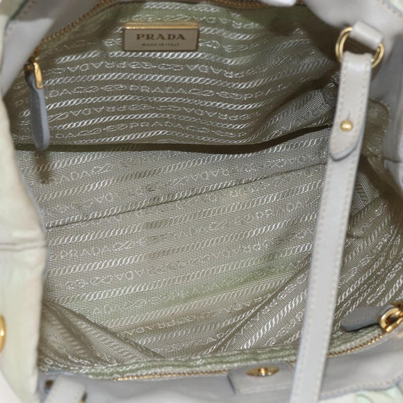 PRADA Hand Bag Nylon 2way Ivory Gold Auth 166443